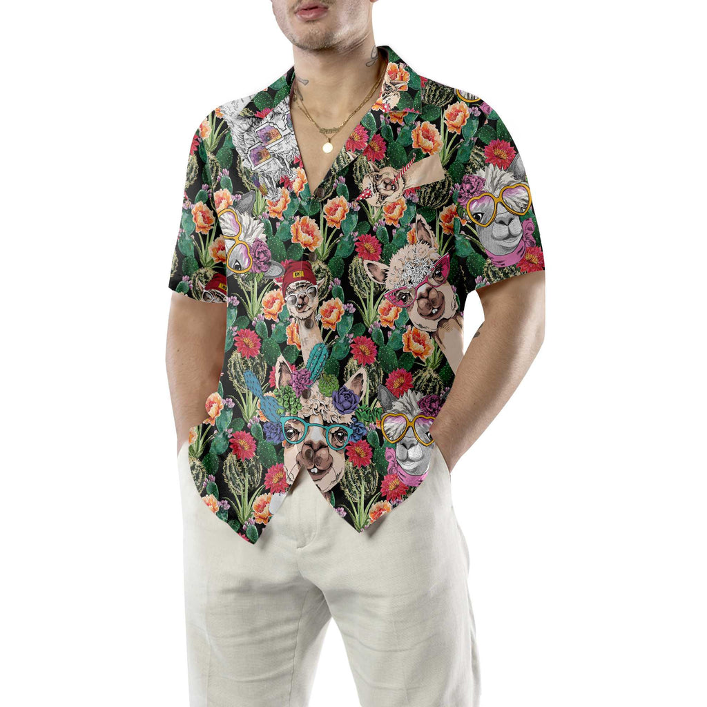 Funny Alpaca With Cactus Hawaiian Shirt, Tropical Alpaca Shirt For Men & Women