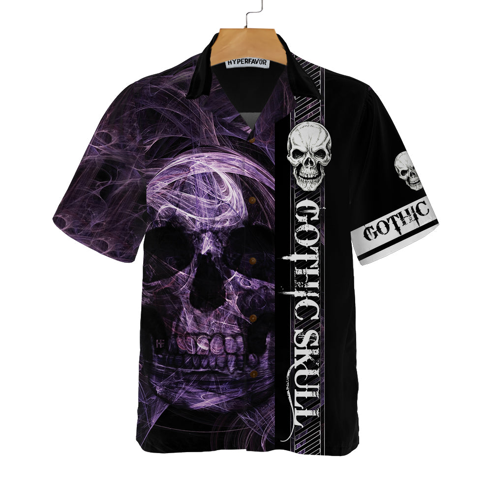 Gothic Skull Hawaiian Shirt, Cool Skull Black Shirt For Men And Women