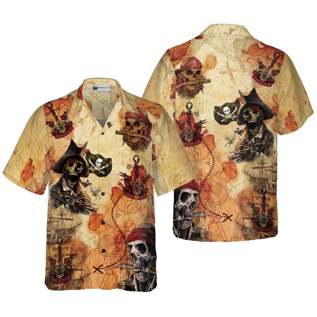 Pirate Skull Treasure Hunt Hawaiian Shirt