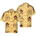 Skull Pirates Of The Ancient Sea Map Hawaiian Shirt