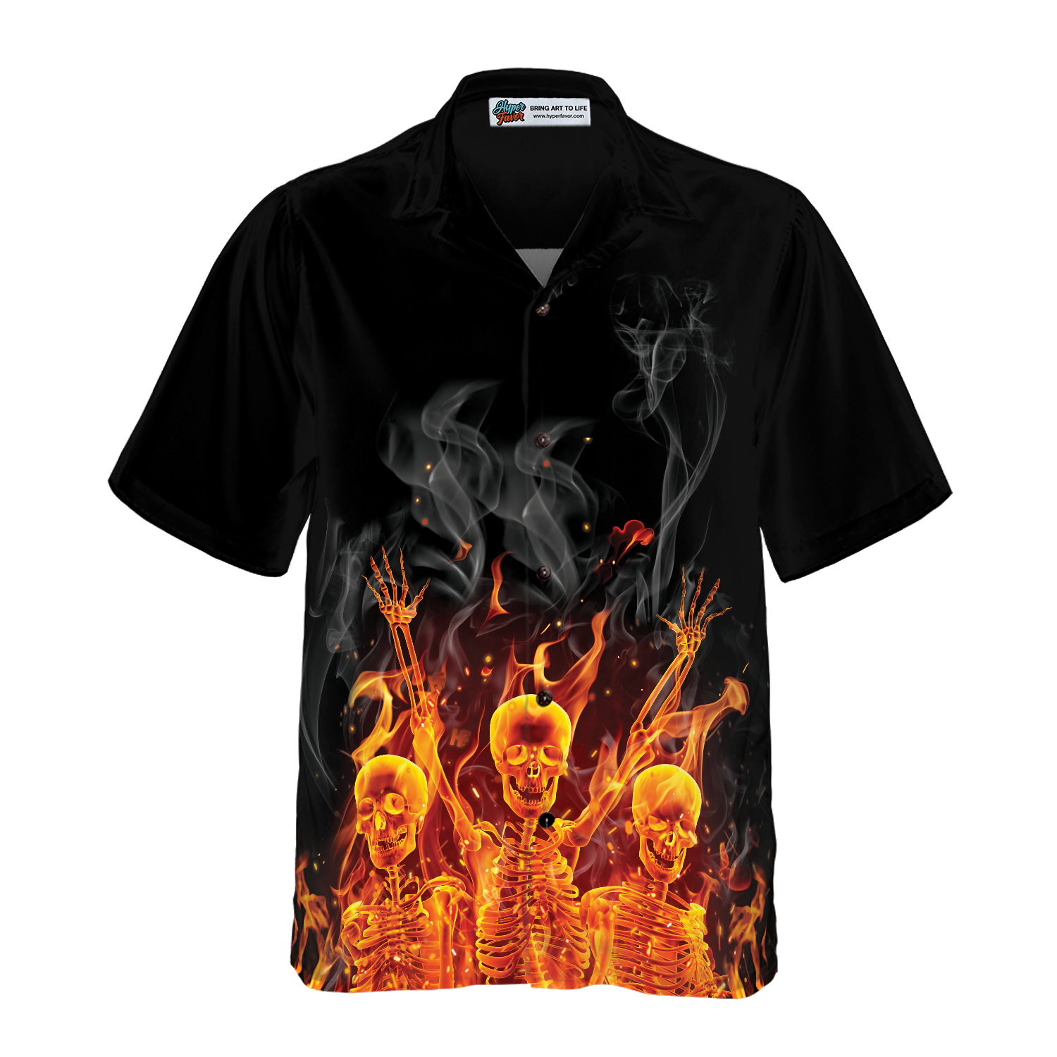 Fire Skeletons Night Party Hawaiian Shirt