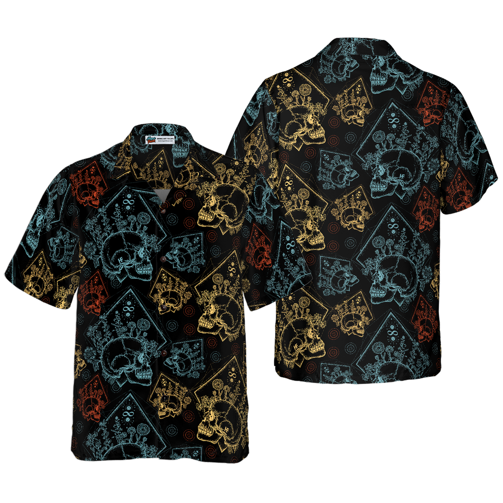 Gothic Skulls In Scrapbooking Style Hawaiian Shirt