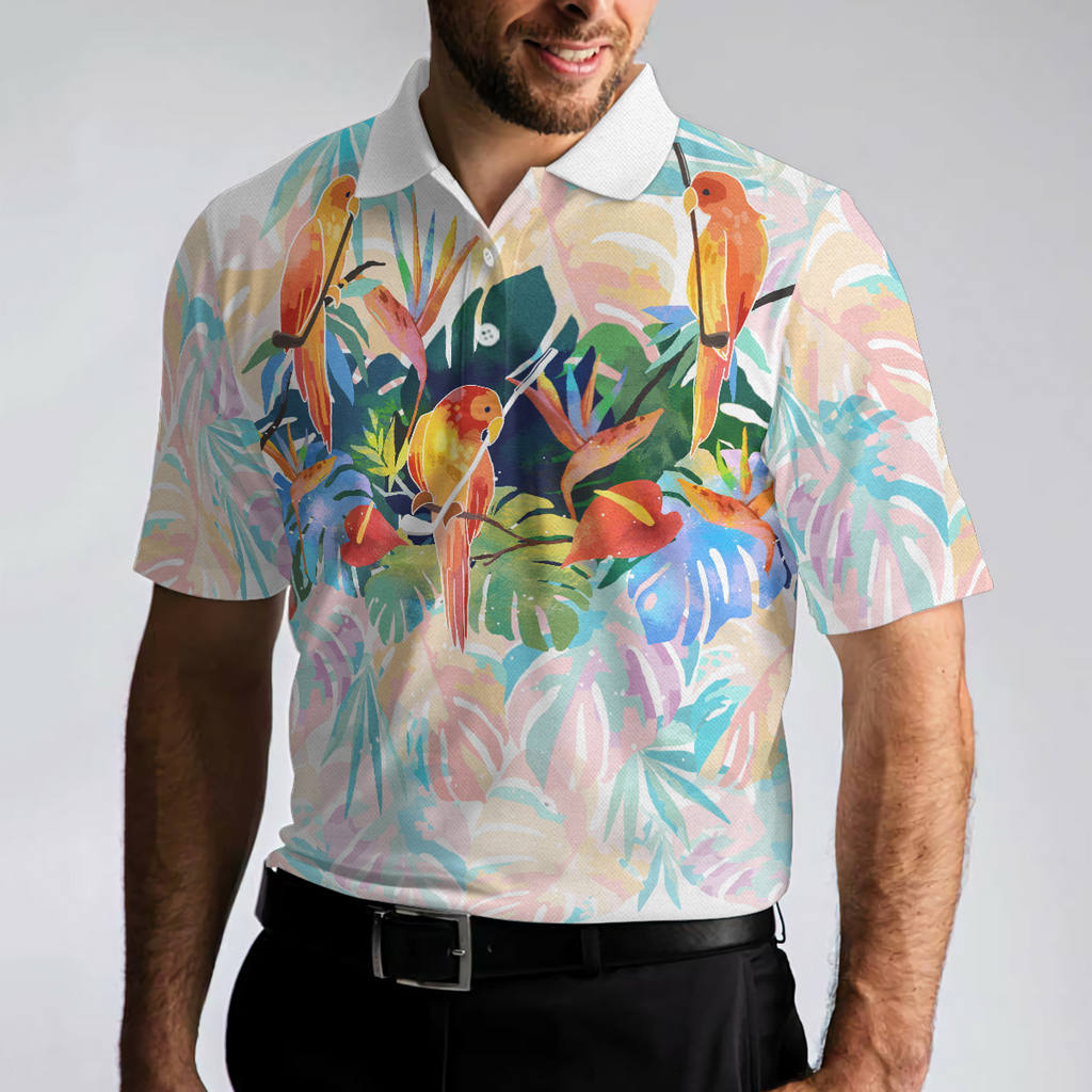 Tropical Parrots Golf Polo Shirt For Men